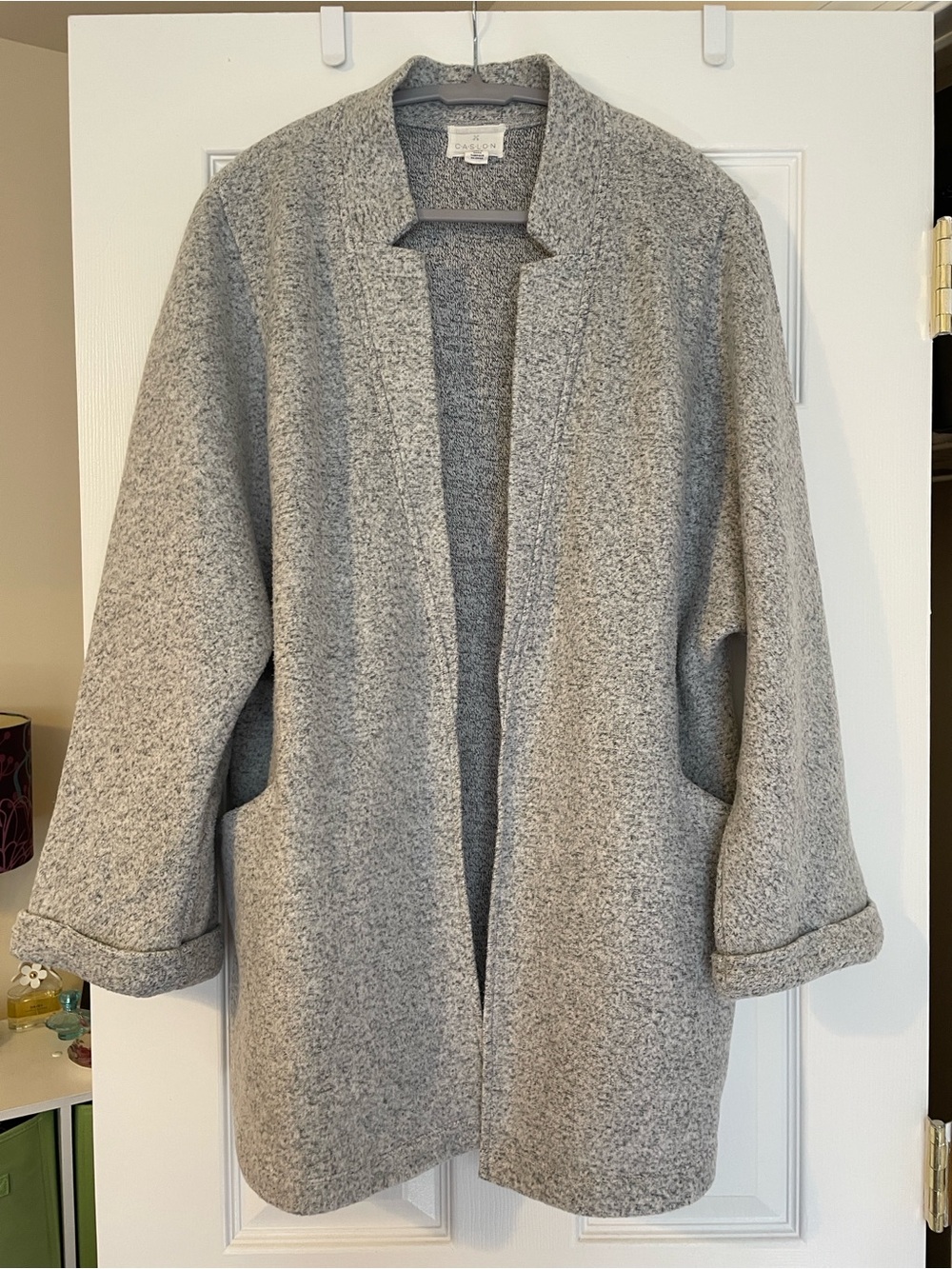 Caslon Open-Front Heather Gray Women's Sweater Coat
